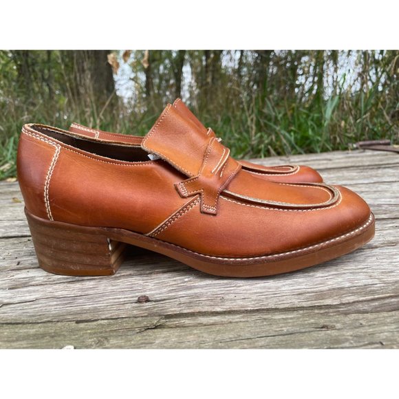 Vintage 1970s Mens Pedwin Leather Platform Stacked Heel Loafer Shoes 8.5D main image 6